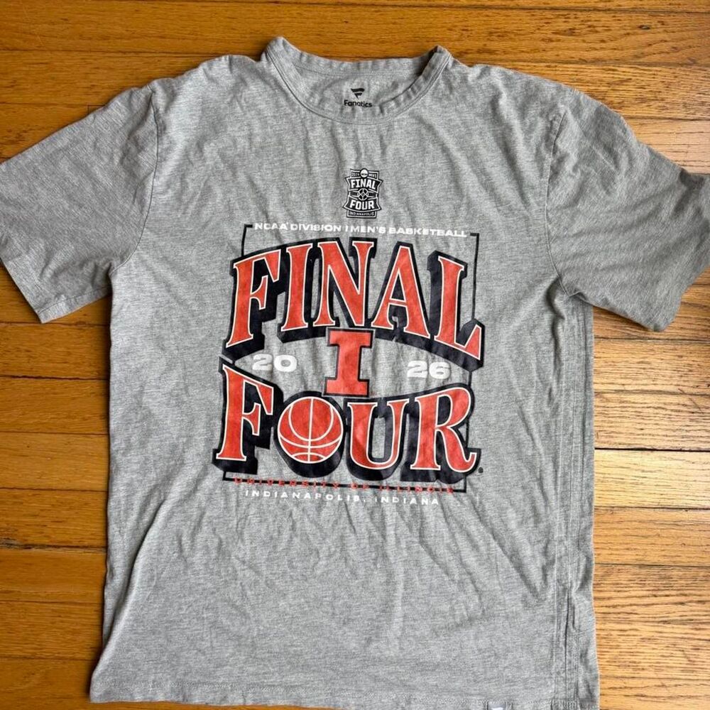 University of Illinois NCAA Final Four Fanatics Men's Grey T-shirt - Size M